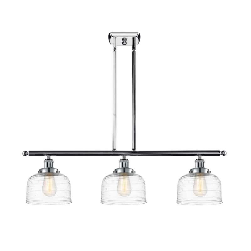 Innovations Lighting 916-3I-11-36 Bell Linear Bell 3 Light 36" Wide - Polished Chrome / Clear Deco Swirl