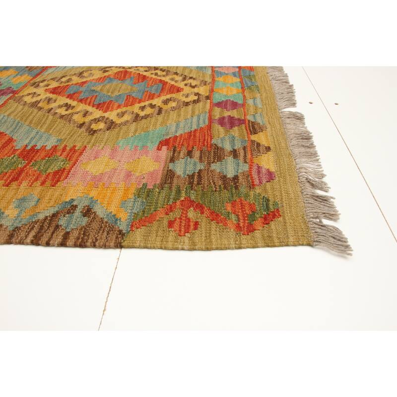 ECARPETGALLERY Flat-Weave Bold and Colorful Multi Color Wool Kilim - 2'8 x 4'4