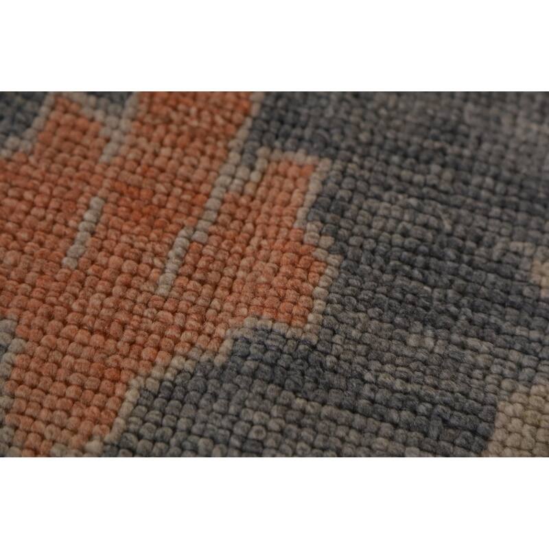 Hand Knotted Oriental 100% Wool Carpet Transitional All-Over Navy Blue & Blues Oushak Area Rug - 11' 10'' X 9' 0''