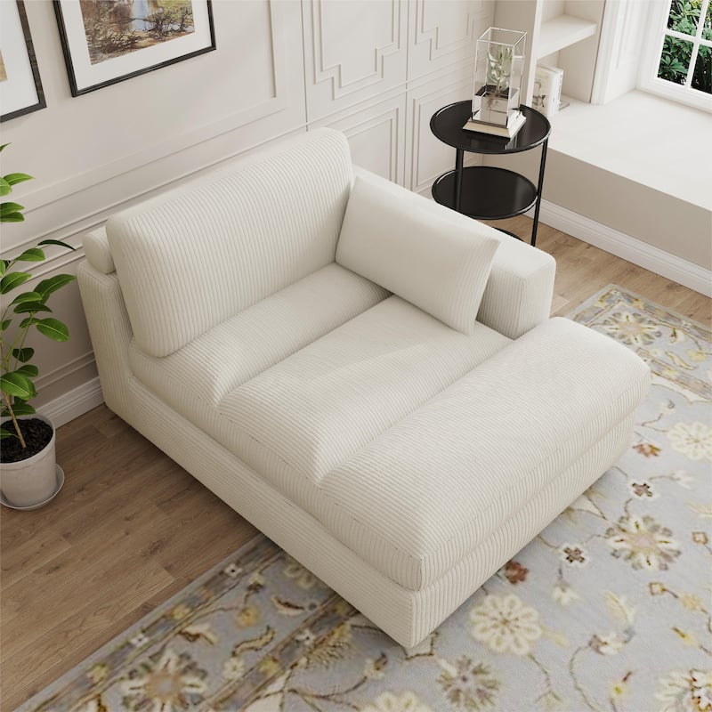 Modern Corduroy L-Shaped Sofa Chaise Lounge Couch