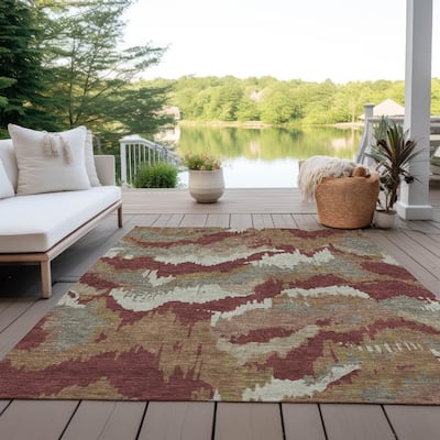 Machine Washable Indoor/ Outdoor Chantille Ombre Abstract Rug