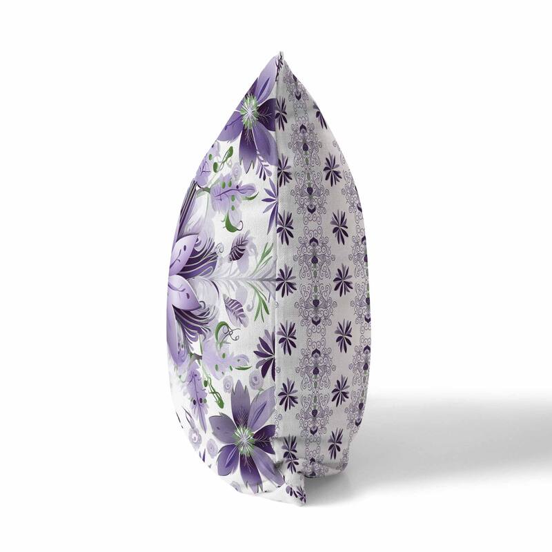 White And Purple Snowy Crest Indoor/Outdoor Throw Pillow Zipper