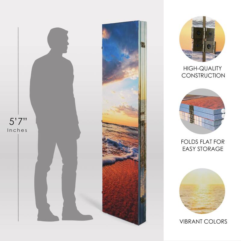 American Art Decor Double-Sided Canvas Room Divider, 4 Panels, 70" H x 63" L