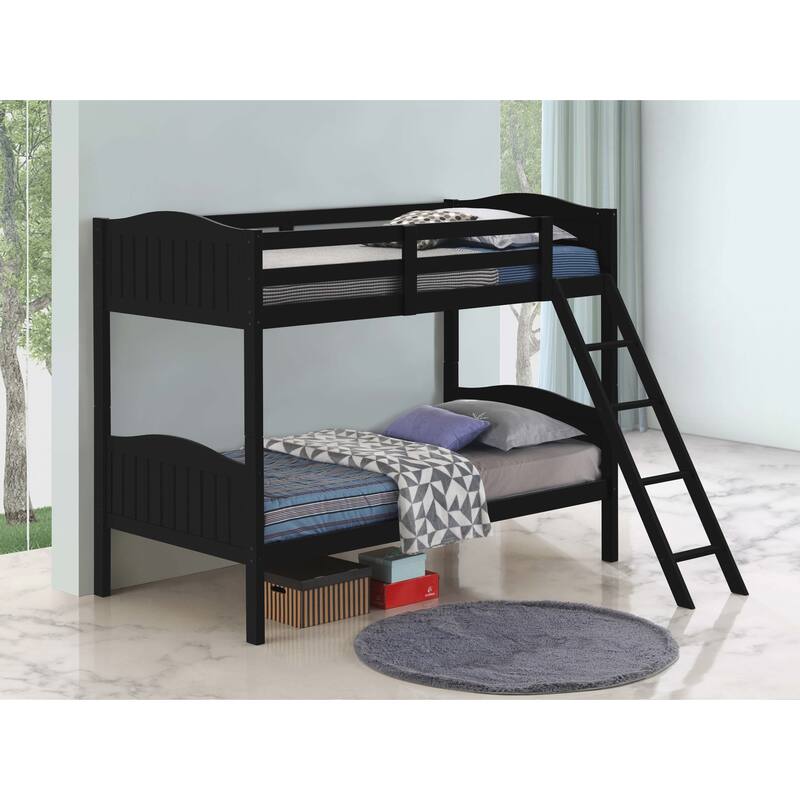 Arlo Transitional Wood Frame Bunk Bed with Ladder