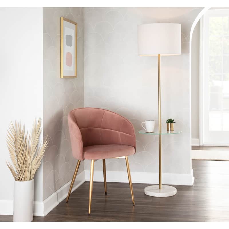 Chloe Contemporary Floor Lamp with Clear Glass Shelf