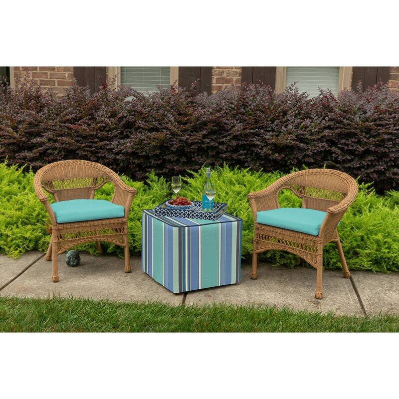 Sunbrella Solid Fabric 1-Piece Indoor/Outdoor Wicker Seat Pad Cushion, 19.5"W x 19.5"L
