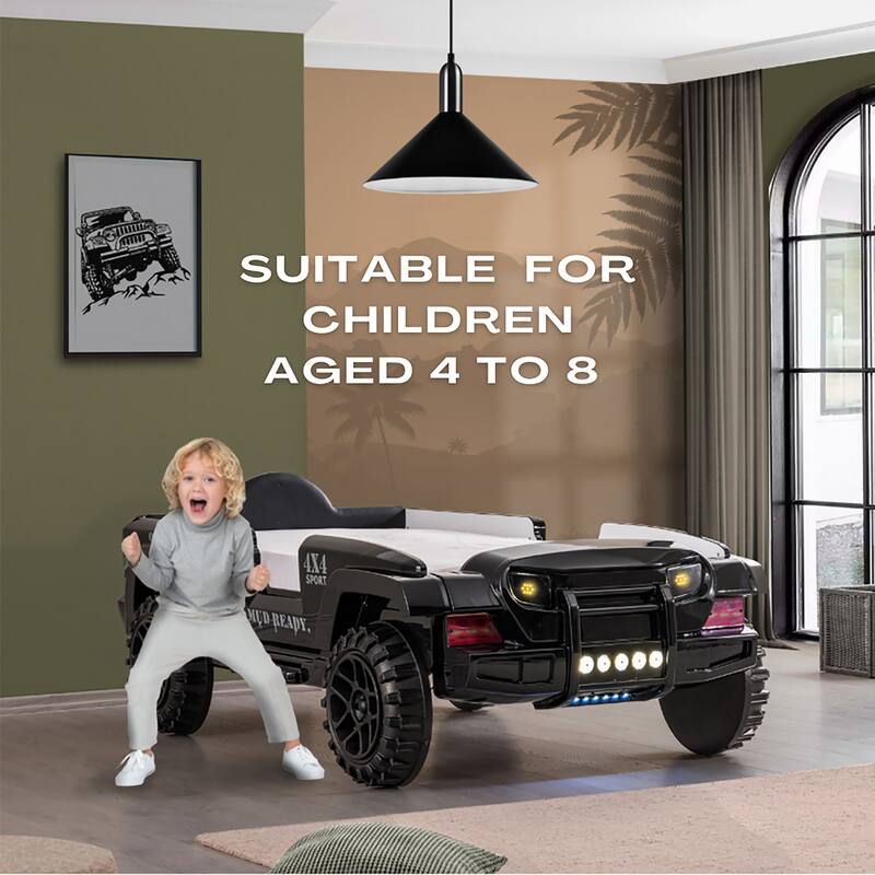 Zemo Novelty Twin Faux Leather Upholstered Off-Road SUV Kid Bed with Light and Sound Functions by Furniture of America