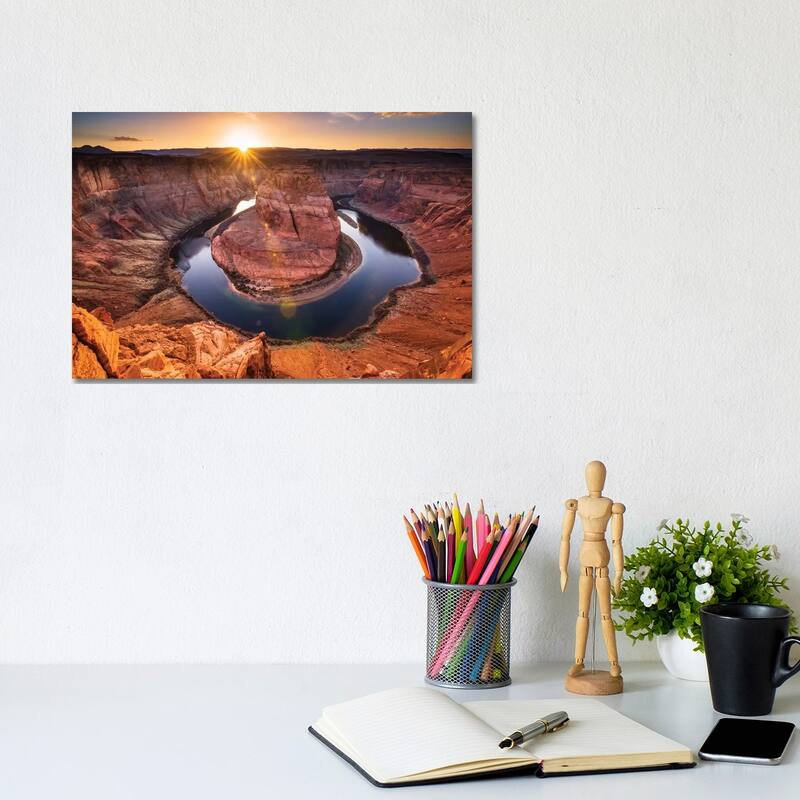 iCanvas "Sunset Over Horseshoe Bend & Colorado River, Glen Canyon National Recreation Area, Arizona" by Russ Bishop Canvas Print - 8x12x0.75