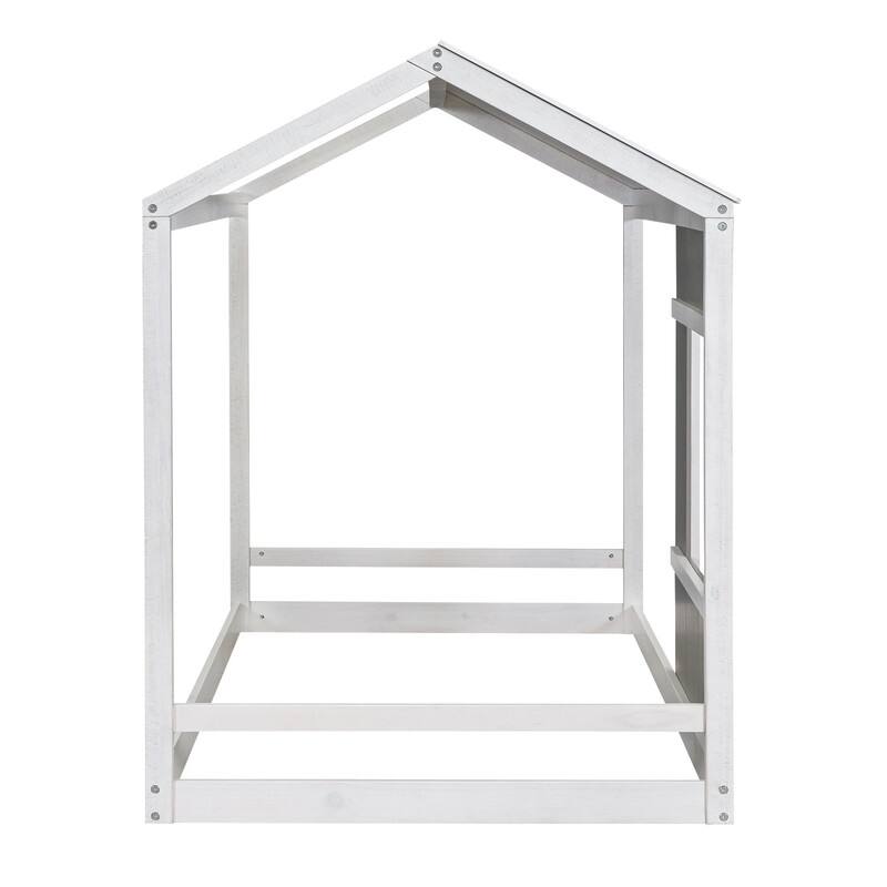 Wooden Twin Size House Platform with Roof and Window