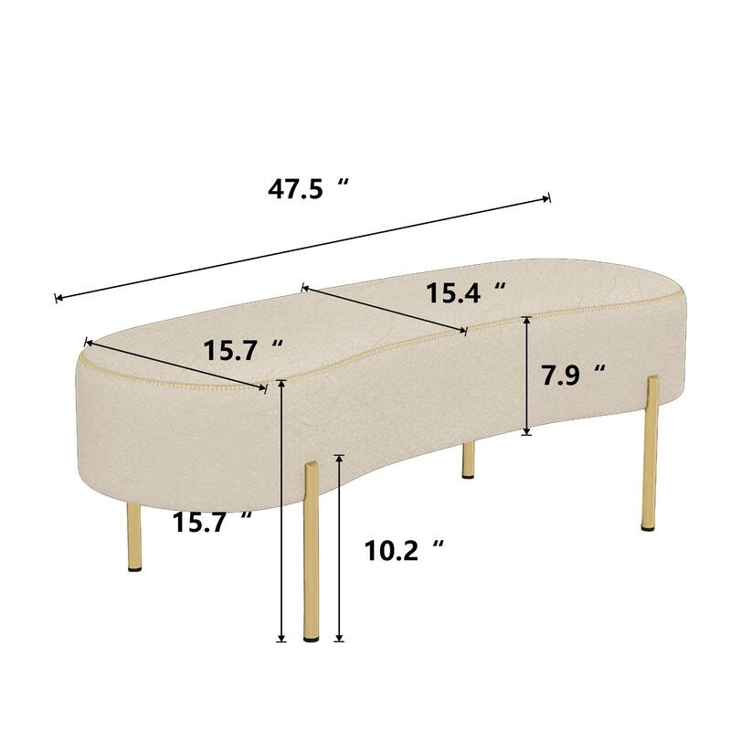 Bench ,Modern Ottoman Bench Bed Bench Entryway Bench with Gold Legs for Living Room
