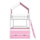 preview thumbnail 8 of 7, Full over Full Bunk Bed with Twin Size Trundle,Farmhouse Bed with Drawer and Storage Box,Housebed