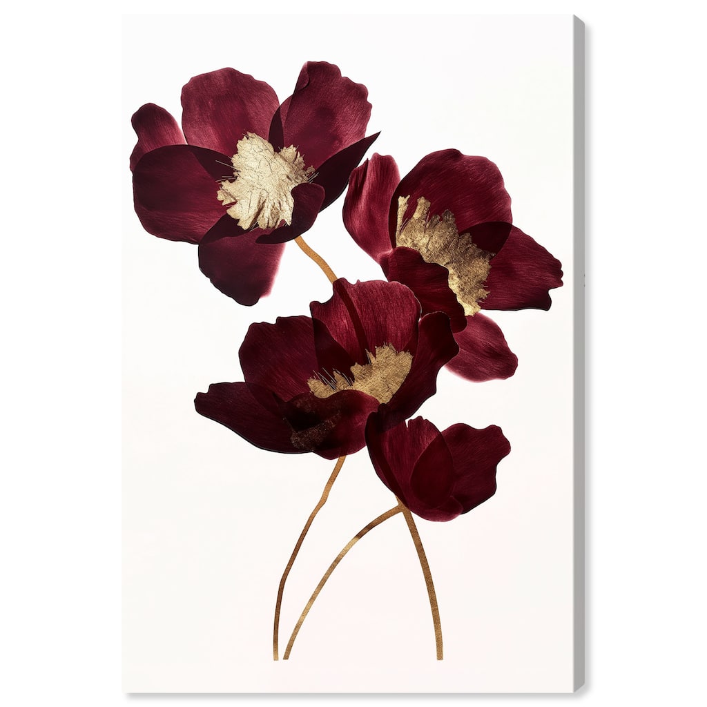Art Remedy Wine Flowers Gallery Wrapped Floral Fine 1 Piece Canvas Wall Art