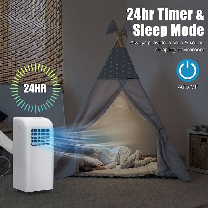 Costway Ashrae 8000 BTU Portable Air Conditioner & Dehumidifier - White--8000 BTU