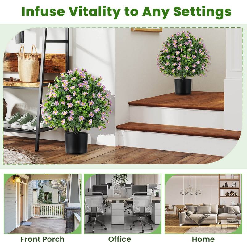Costway 2 Pack Artificial Boxwood Topiary Ball Tree Faux Shrub Bushes