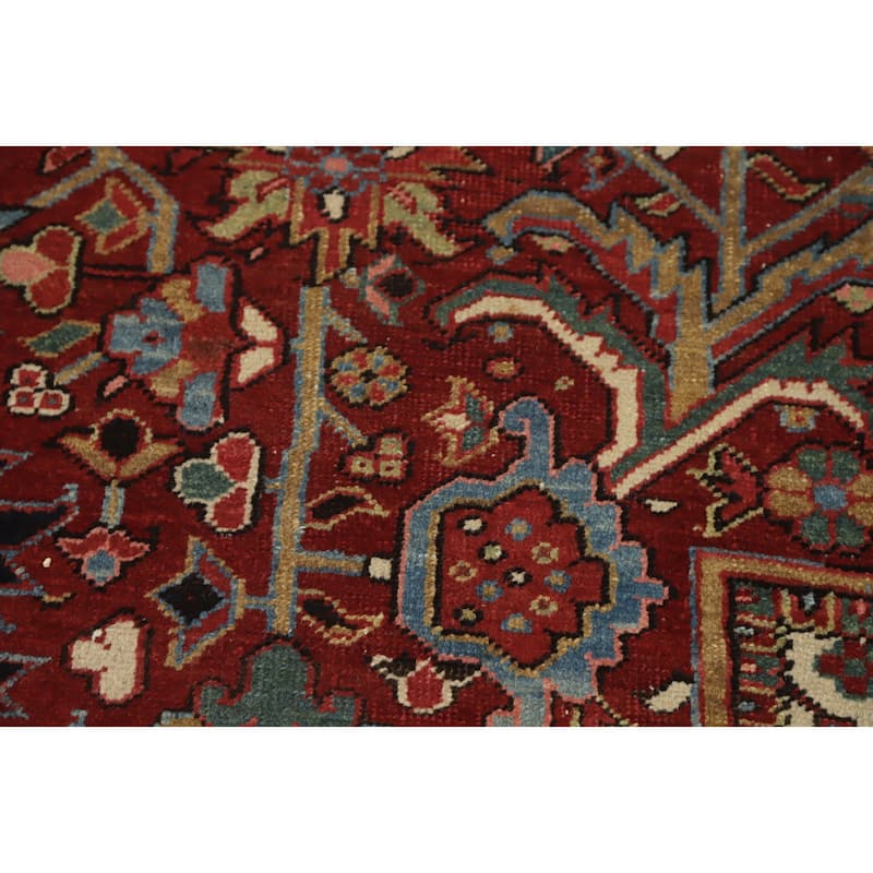 Hand Knotted Oriental 100% Wool Carpet Traditional Medallion Oranges & Rust Heriz (serapi) Area Rug - 11' 9'' X 8' 6''