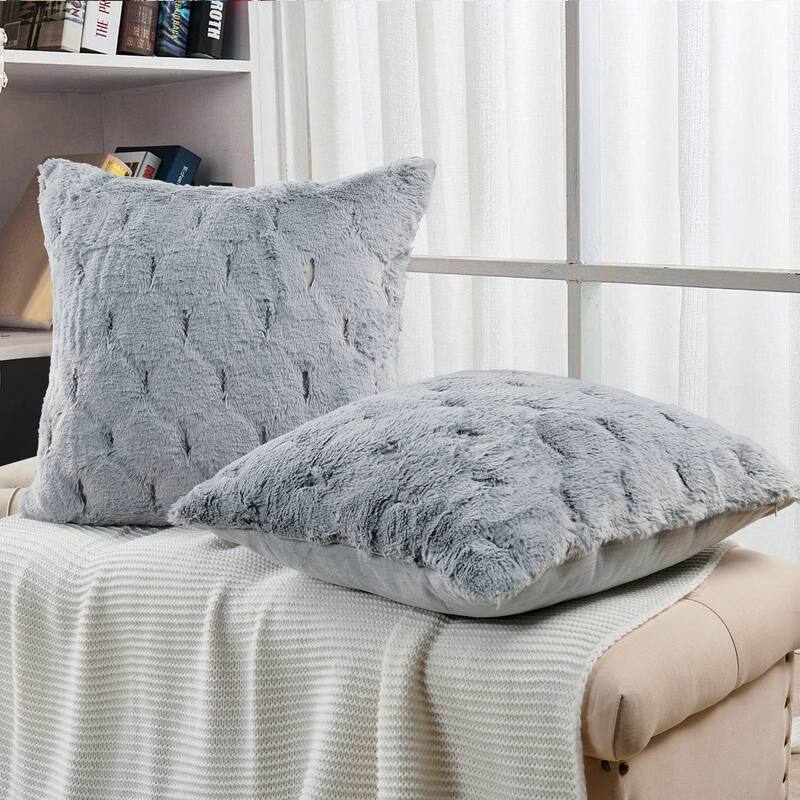 Serenta JacquardRabbit FauxFur Pillow Cover 2 Piece, NO INSERT