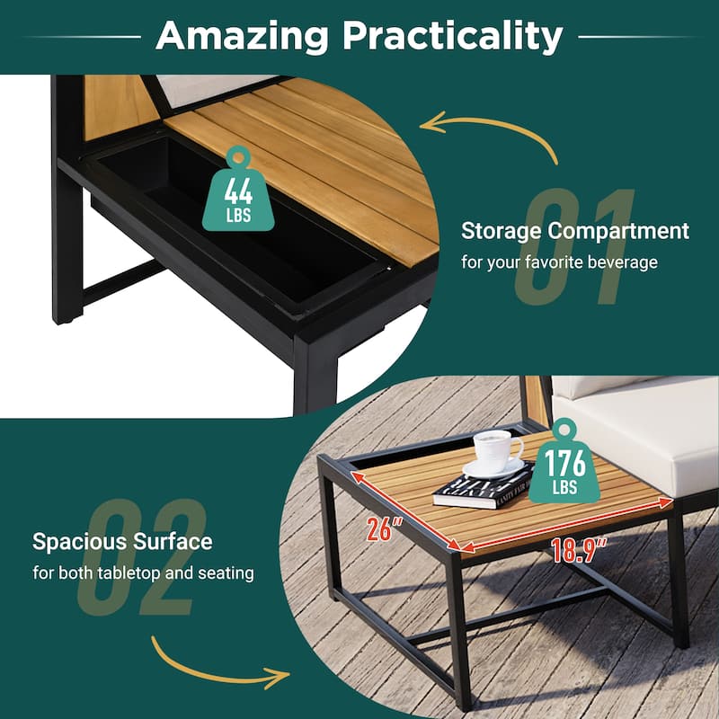 Patio Furniture Set with Loveseats and Pillows, 4 Pieces Outdoor Sofa Set with Waterproof Cushions and Coffee Table