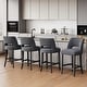 preview thumbnail 25 of 59, Upholstered Counter Height Bar Stools with wood legs for Kitchen Island Dining Room Set of 4 - dark gray