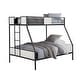 preview thumbnail 1 of 3, Metal Twin over Full Bunk Bed with Side Ladder in White and Black Black