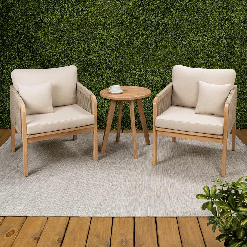 Acacia Outdoor Patio Set with Cushions & Decorative Pillows, by JONATHAN Y