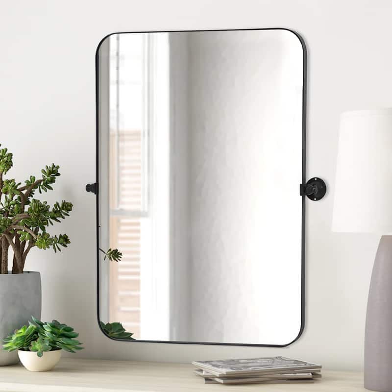 Iron Metal Frame Rectangular Windowpane Wall Mirror Farmhouse Rustic Elegant Decor for Living Room Bedroom Bathroom Entryway