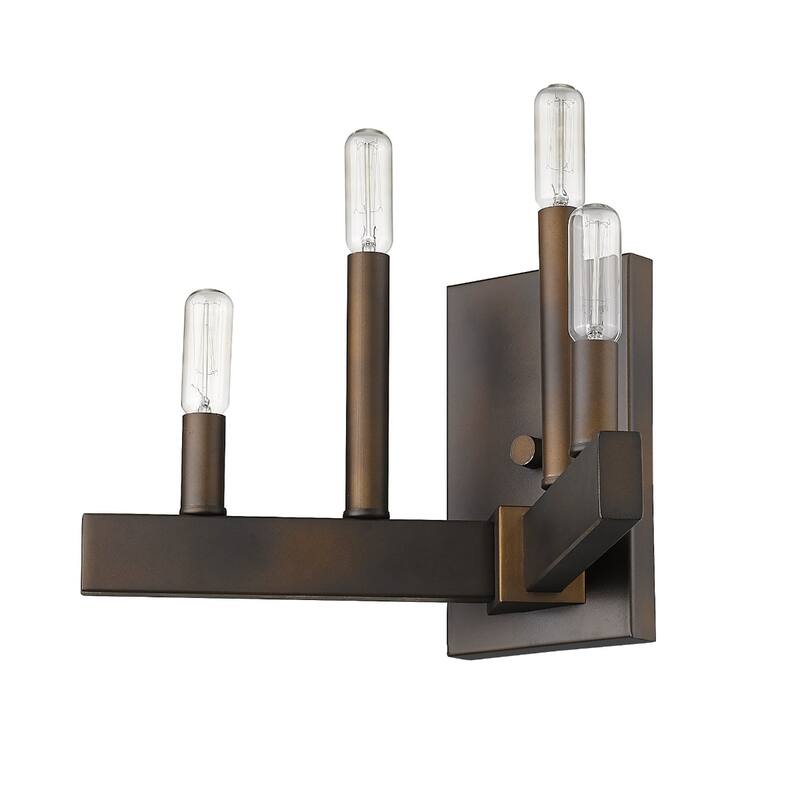 Bronze Metal Wall Sconce Flush Mount, 4 Light Dimmable - 7.38” x 13.25” x 8” (D x W x H)