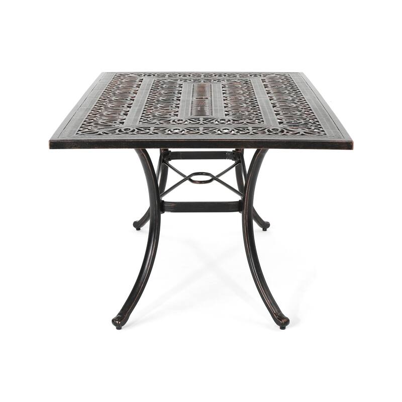 Outdoor Rectangular Cast Aluminum Dining table, Shiny Copper