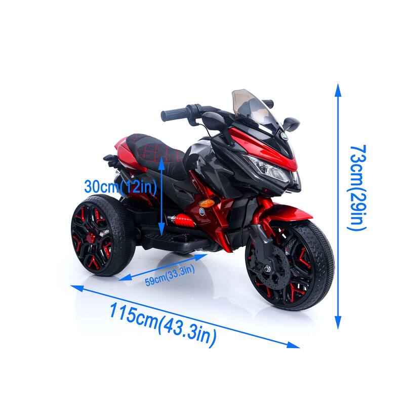12V Kids Electric Ride-On Motorcycle with Manual Throttle, LED Wheel Lights, Bluetooth Music- Battery Powered Motorbike