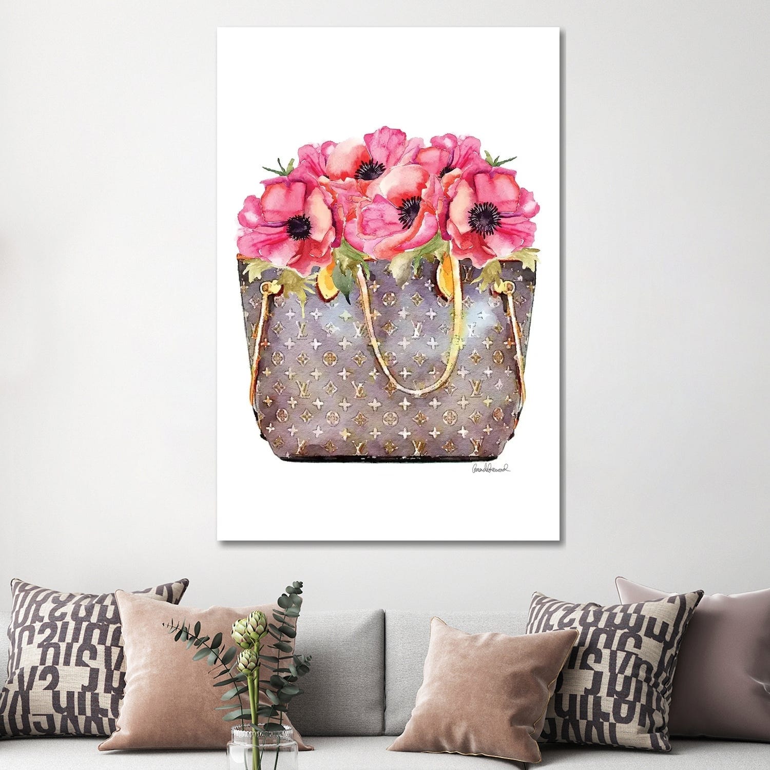 Brown Bag Filled With Red Poppies Canv - Canvas Art