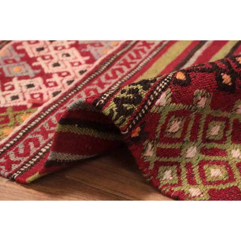 Hand Woven Oriental 100% Wool Carpet Southwestern Tribal Multi-Colored Kilim Area Rug - 7' 0'' X 4' 7''