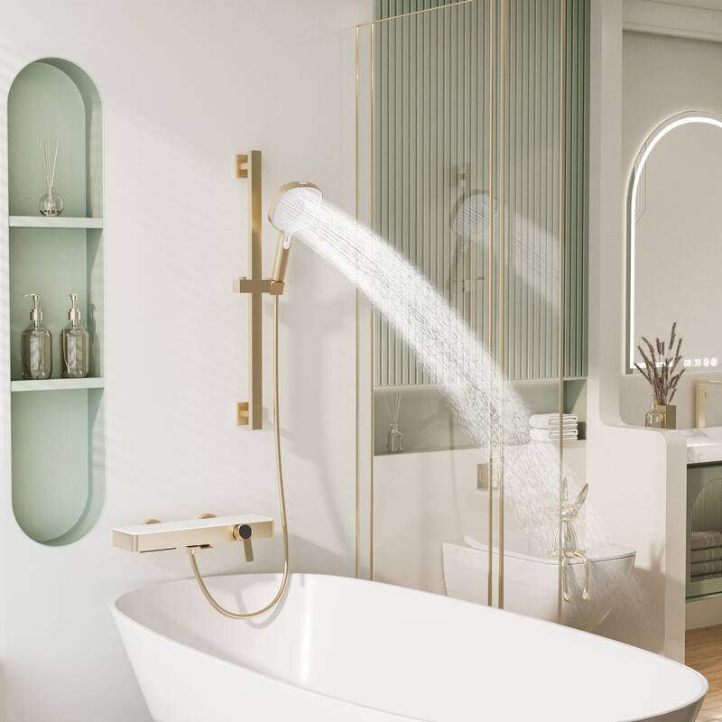 Modland Bathtub Faucet 2-Function Shower System with 3 Modes Handheld Shower,Height Adjustable Shower Slide Bar