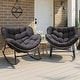 preview thumbnail 30 of 32, Indoor Deep-seating Rocking Papasan Chair, Rocking Chair Outdoor, 450 lbs Outdoor Rocking Chair, Oversized Rocker Chair 2PCS-Dark Gray