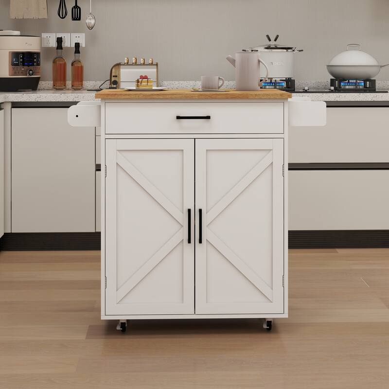 Kitchen island rolling trolley cart with Adjustable Shelves