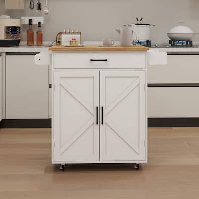 Kitchen island rolling trolley cart with Adjustable Shelves