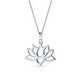 preview thumbnail 1 of 3, Lotus Flower Blossom Cut Out Pendant Necklace Yogi 925 Sterling Silver Silver