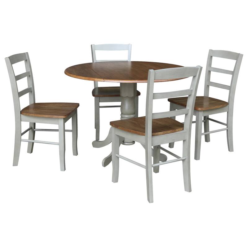 42" Drop Leaf Dining Table with 4 Ladderback Chairs - 5 Piece Set
