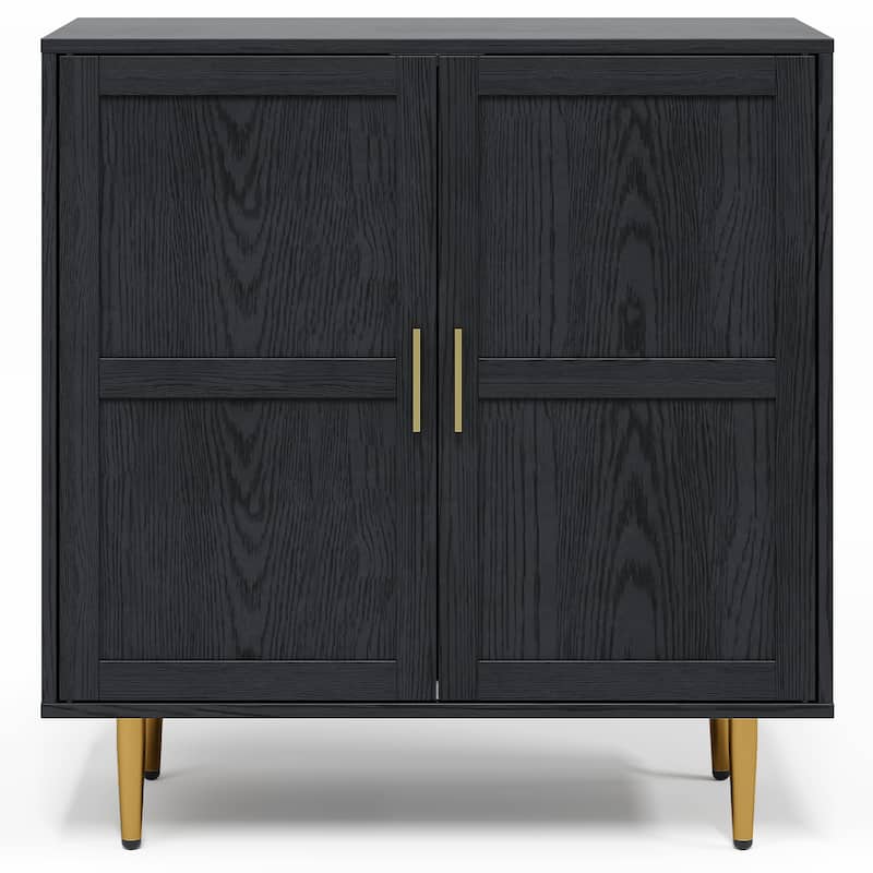 2-Door Storage Cabinet with Adjustable Shelves - Black