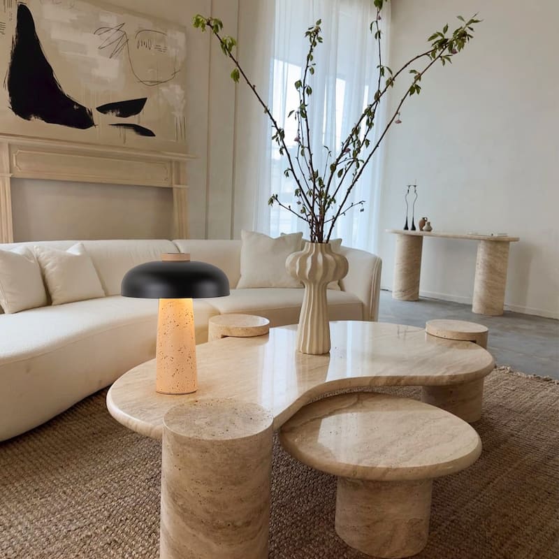 Modern 2-Light Black Mushroom Table Lamp - Bedside Nightstand Lamp for Bedroom, Living Room, Study