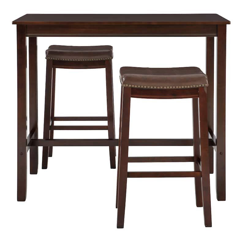 3-Piece Bar Table and Stool Set- 47.25" - Brown
