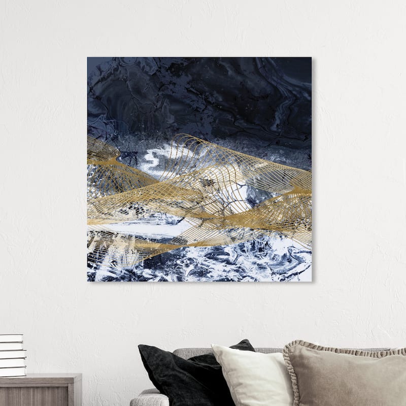 Wynwood Studio Canvas Abstract Mountain Snow Blue and Dark Blue Modern & Contemporary Wall Art Canvas Print - 40 x 40
