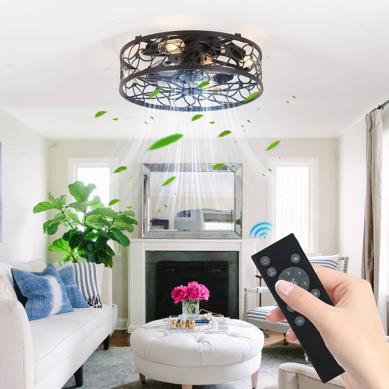 20Inch Farmhouse Ceiling Fans with Remote Control,6 Speed Reversible Flush Mount Low Profile Rustic Ceiling Fan - N/A