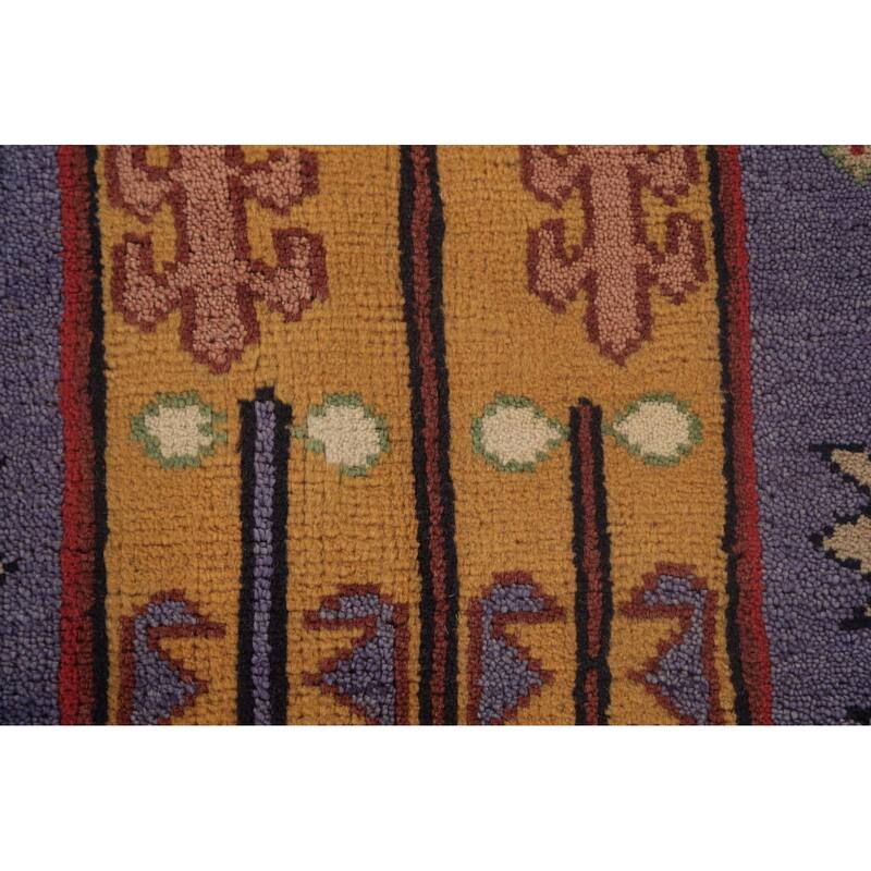 Traditional Purple Kazak Area Rug Handmade Wool Carpet - 9'0"x 11'9"