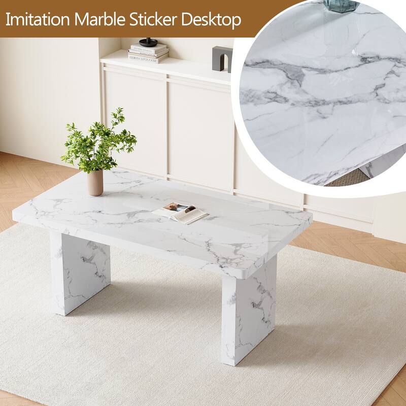 5-Piece Dining Table Set with Marble Pattern, Chair With Arched Metal Silver Leg, Adjustable Feet and Non-slip Pads Black