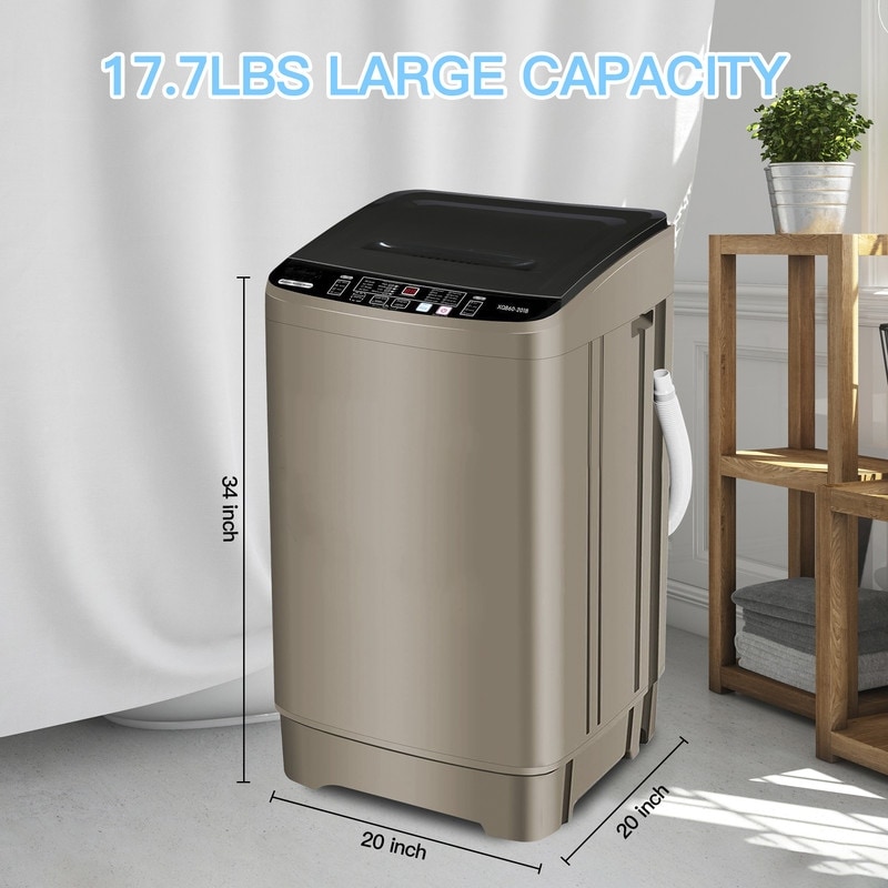 Krib Bling Portable Washing Machine, 17.7 lbs Large Capacity Full Automatic Washing Machine for Household Use, Compact Laundry Washer for Home
