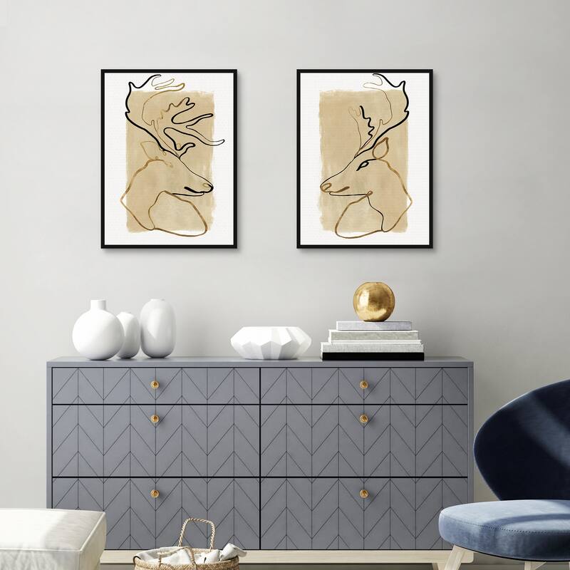Antlers I, Antlers II by Eva Watts Canvas Art Prints