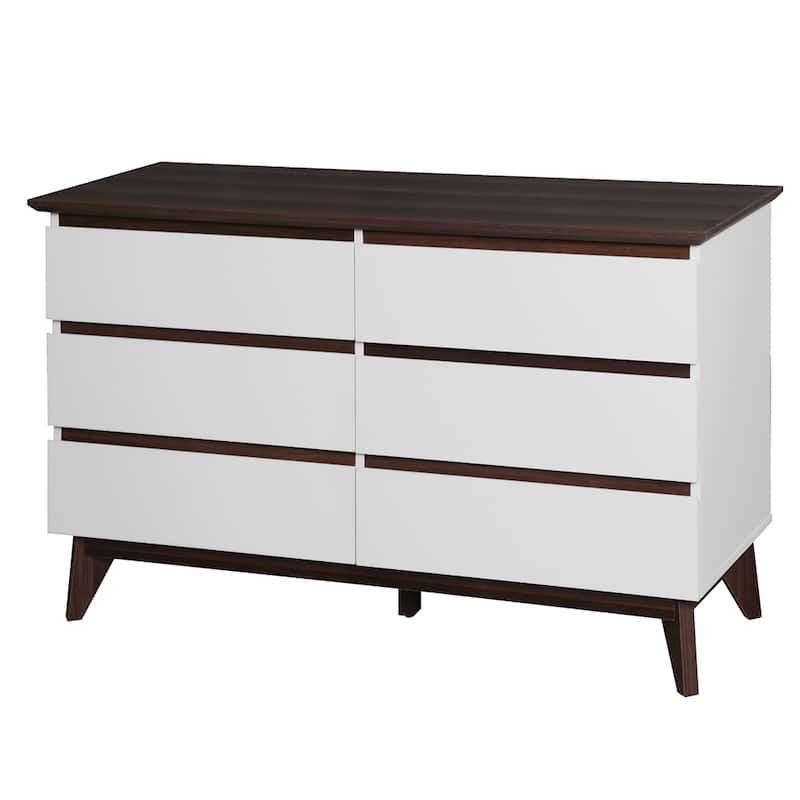 6-Drawer Wood Double Dresser with Wide Drawers