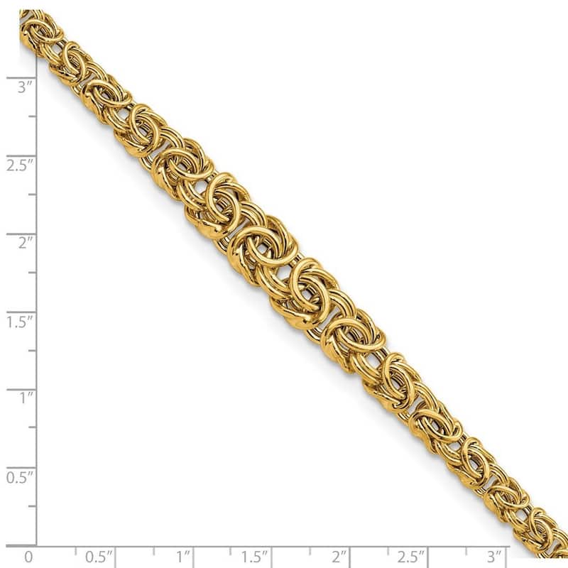 Curata 14k Yellow Gold Graduated Byzantine Bracelet 7.25 Inch