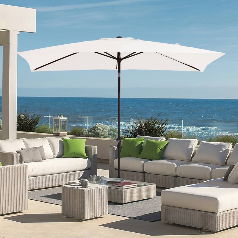 6.5*10ft Rectangular Patio Market Umbrella with Crank & Tilt, UV & Water-Resistant Canopy