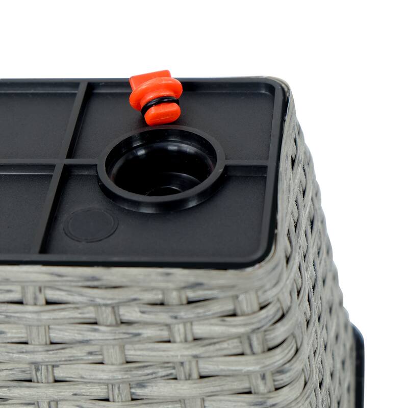 GDFStudio - Farmhouse 2-Piece Indoor/Outdoor Wicker Smart Self-Watering Rectangular Planter Pots with Water Level Indicator