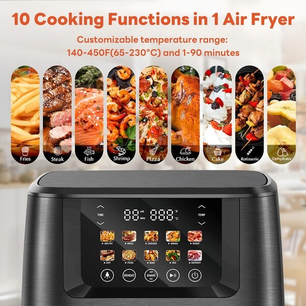 Air Fryer with Color LCD Display Touchscreen with ClearCook